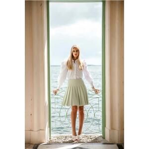 Aleeza Paris Pleated Houndstooth Skirt Size L NWT